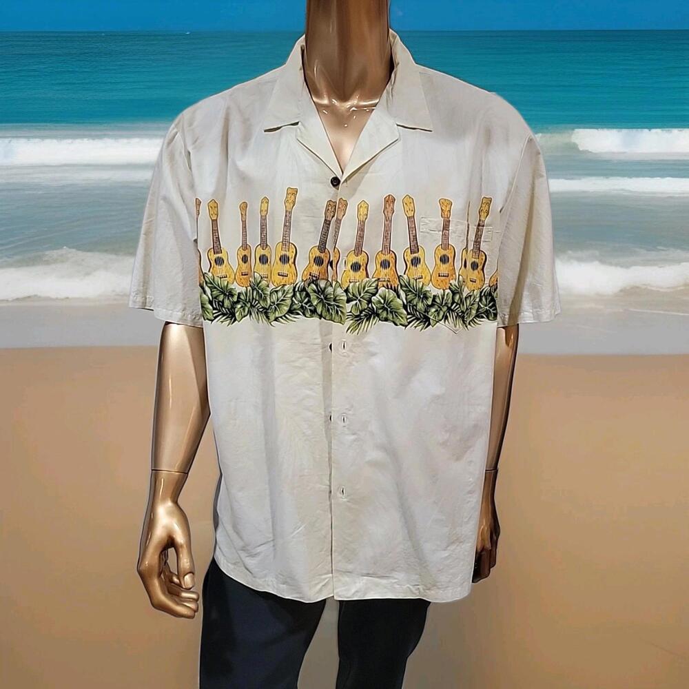 Ukulele Aloha Republic Hawaiian Shirt Vintage Mens XXL Casual Button Cotton #WM1